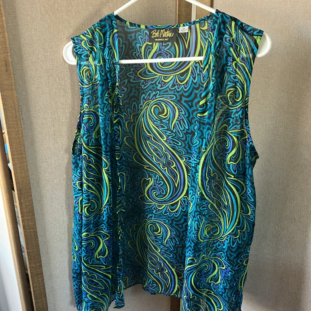FINAL MARKDOWN Bob Mackie Blue and Green cover up medium